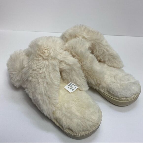 Cozy Girl Crossband Cream Slippers Super Soft New - Picture 4 of 6